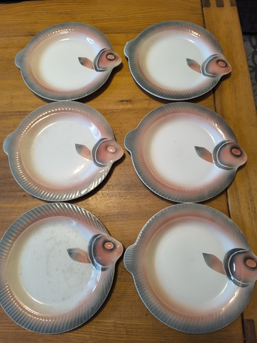 Six assiettes poisson en - six,